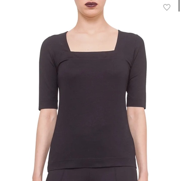 Akris Punto Tops - AKRIS PUNTO Square Neck Jersey Knit Top Black
